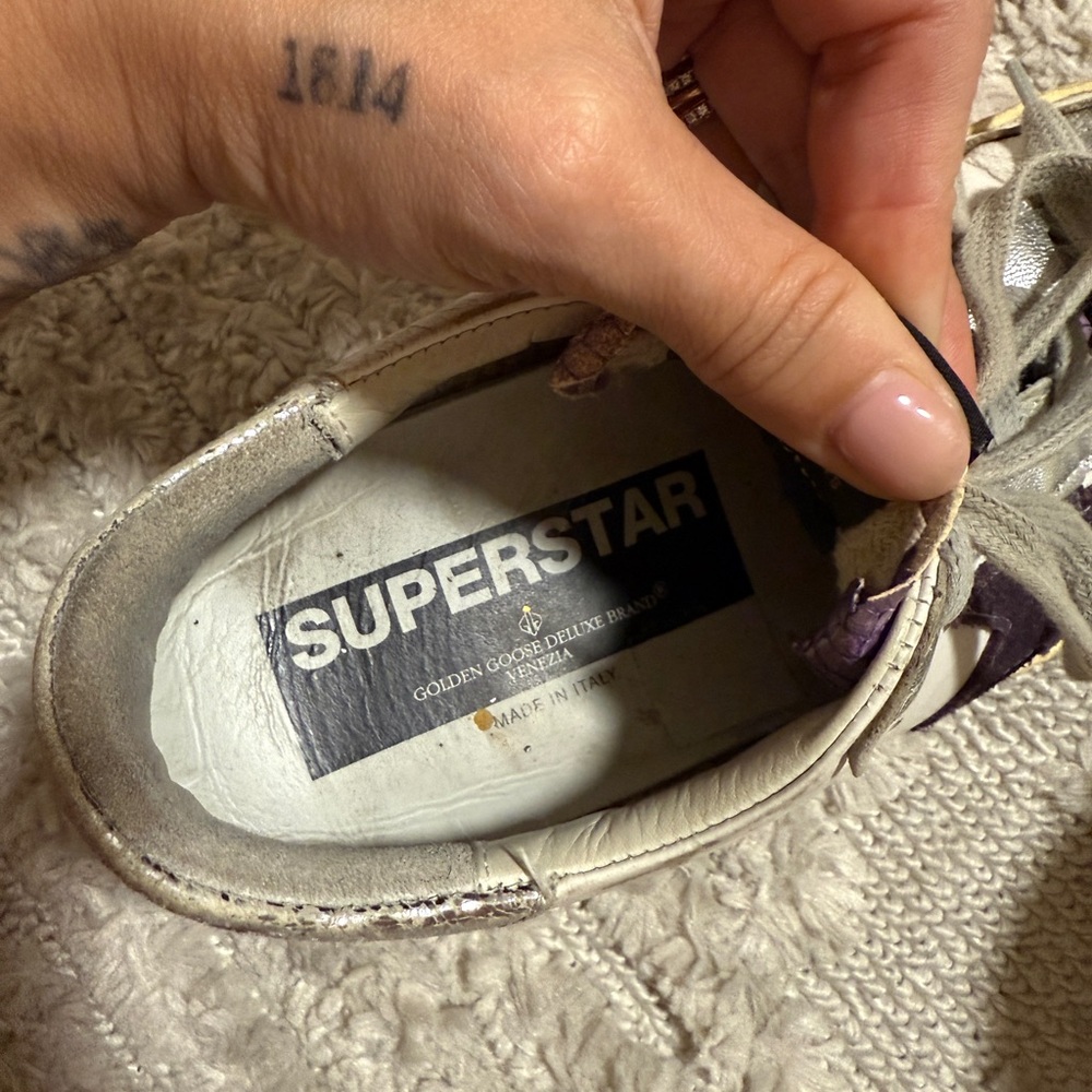 Golden Goose Superstar Sneakers in Cream and Purple Sz 36 - Picture 8 of 8